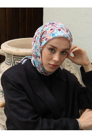 Moda Kaşmir Modern Flora Desen Bambu Eşarp Siyah-iğde