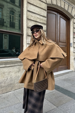 Camel Livia Pelerin Detaylı Kaşe Kaban Camel