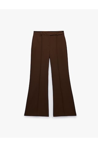 Koton Slim Fit Cepli Nervürlü İspanyol Paça Kumaş Pantolon Kahverengi 7wak40061pw Kahve