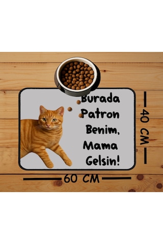 Fotoğraf Baskılı Kedi Köpek Mama Paspası Ve Beslenme Altlığı Mama Önü Tuvalet Önü Paspas 40x60cm Çok Renkli