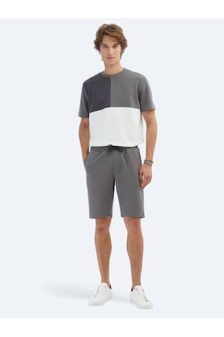 Antrasit Düz Örme Jogging Fit Spor Bermuda Antrasit