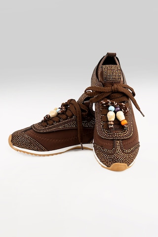 Tw Tonny White Tokyo - 211-8 Kadın Taşlı Spor Ayk Süs Bağcıklı Ortopedik Tbn Sneaker Günlük Ayk Kahverengi