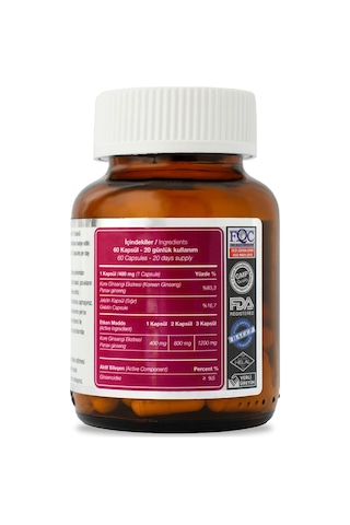 Sepe Natural Kore Ginseng Kök Ekstresi 60 Kapsül x 480 mg Kırmızı Ginseng Panax