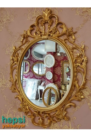 Vintage Taç Model Altın Renk Dekoratif Ayna Altın