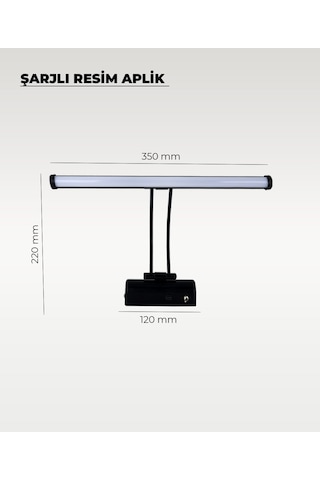 Şarjlı Siyah Flüt Aplik 3200k Sarı Işık Elektrik Gerektirmez Siyah