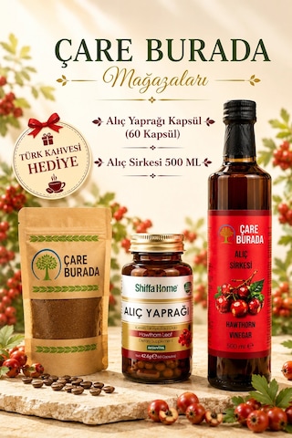 Alıç Kapsülü 60 Kapsül & Alıç Sirkesi 500 Ml Türk Kahvesi Hediye
