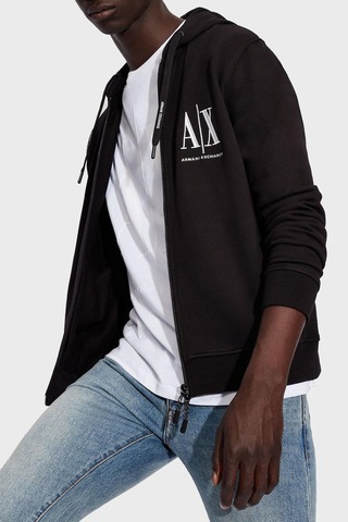 Erkek Regular Fit Fermuarlı Felpa Kapüşonlu Sweatshirt - Siyah Siyah