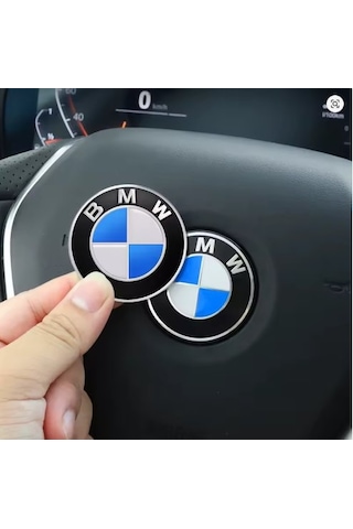 Bmw Mavi Logo Araba Direksiyon Amblem Etiket 45 Mm 4,5 Cm 1 Adet Siyah