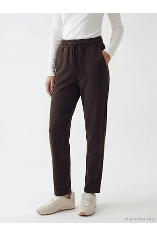 Lc Waikiki Lcw Modest Kahverengi Beli Lastikli Kadın Eşofman Altı Dark Brown