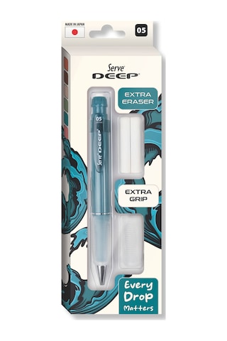 Serve Deep Versatil Kalem 05mm- Toprak Tonları - Yedekli Set Grip Ve Silgi Okyanus Mavi Okyanus Mavi