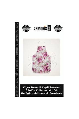Çiçek Desenli Cepli Tasarım Günlük Kullanım Mutfak Önlüğü Hobi Hazırlık Fırınlama Çok Renkli