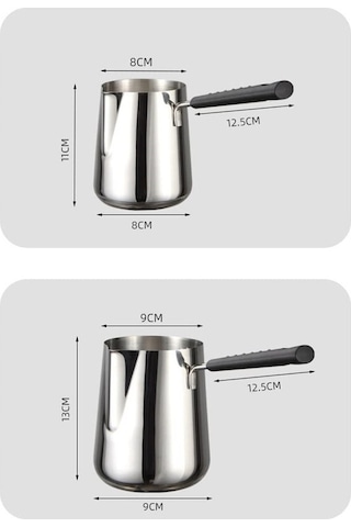 Dancemonkey Paslanmaz Çelik Süt Tavası - 600/1000ml, Çikolata & Peynir Eritme, Köpüklü Süt, Tüm Ocaklarda Kullanım Gümüş Gümüş