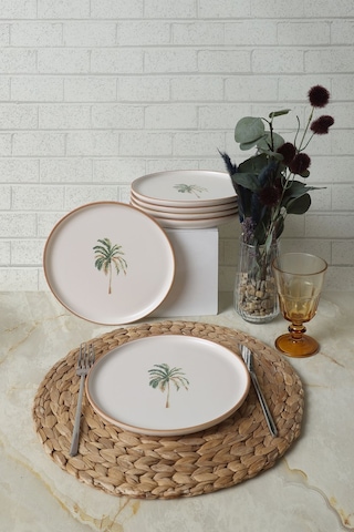 Keramika Bronze Palmiye Nordic Pasta Tabağı 22 Cm 6 Adet 22901 Çok Renkli