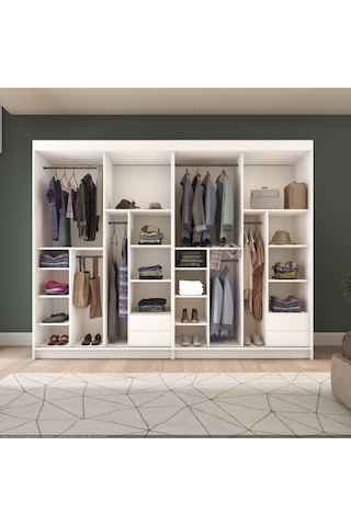 Sürgülü Gardırop Dört Kapaklı 320/210 Cm Parlak Beyaz + Ud