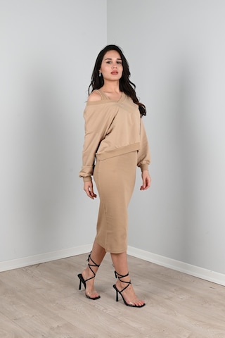 Kadın Askılı Sweatshirtli Elbise 3711-23 001