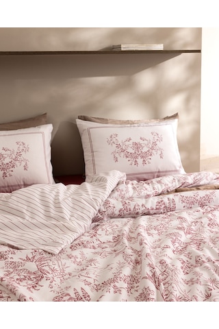 Etoile Çift Kişilik %100 Pamuk Ranforce Baskılı Lastikli Nevresim Takımı - Kırmızı 8684427283196 Çok Renkli