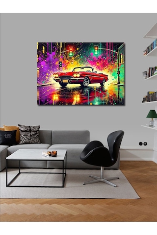 Kanvas Tablo Neon Araba Yarışı