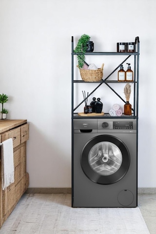 Metal 3 Raflı Banyo Rafı Çamaşır Makinesi Üstü Dekoratif Raf Siyah