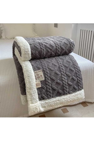 Flybuy Yumuşak Yeni Tek Renk Kuzu Koyu Koyu Kalınlaştırılmış Kadife Hqgoodstore Gri Gri Ev Düz Çift Battaniye Basit 200cm 150 Jl Koyu Gri