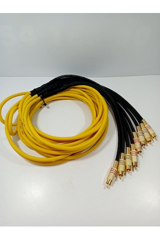 Amfi Rca Kablosu 4 Giriş 4 Çıkış El Yapımı %100 Bakır- 5 Metre