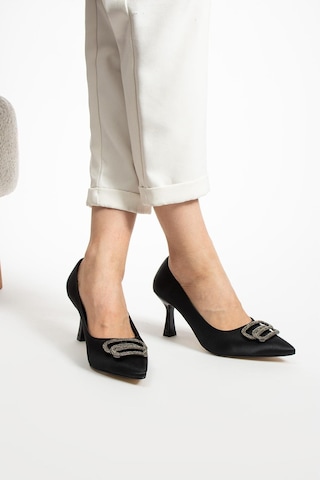 Paris Shoes Paris Siyah Saten Topuklu Ayakkabı A741-siyah Siyah