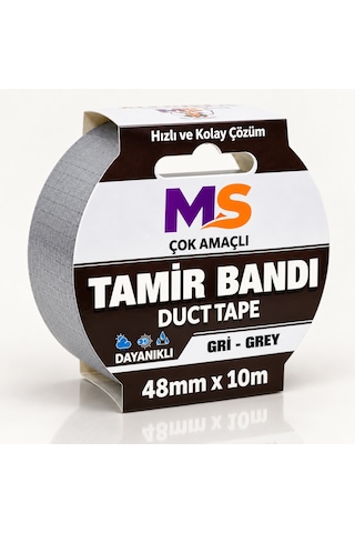 Tamir İzolasyon Bandı Gri 48 Mm X 10 Metre Genel Duct Tape Su Geçirmez Sızdırmazlık Takviye Bantları