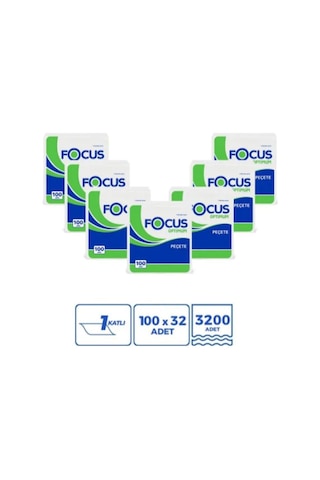 Focus Servis Peçete Kare Peçete 100 Lü 32 Paket 20x24 Cm