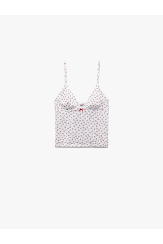 Koton Pamuklu İnce Askılı Kiraz Baskılı Pijama Üstü Pembe Desenli 5slk90052mk Pembe Desenli