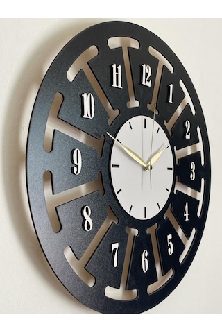 Ümra Lazer Lazer Kesim Dekoratif Duvar Saati 40x40 Cm Umrasaat8 Siyah