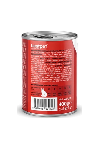 Bestpet Parça Etli Sığrlı Etli Yetişkin Kedi Konservesi 24 Adet 400 Gr 243-20014.04