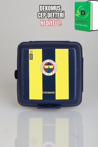 "dekomus Cep Defteri Hediyeli" Lisanslı Fenerbahçe Efsane Çubuklu 2 Katlı Beslenme Kutusu / Lunch Box Ahşap