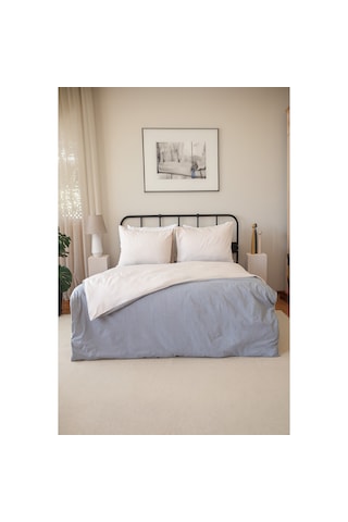 Nevresim Takımı Çift Kişilik Lastikli Çarşaflı Bej Gri