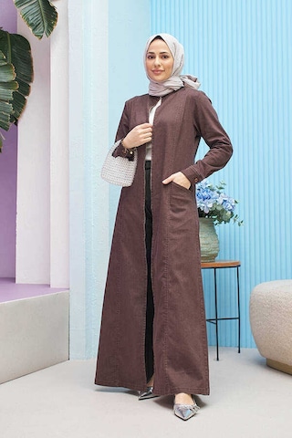 6463-battal Denim Ferace Kahve Kahve