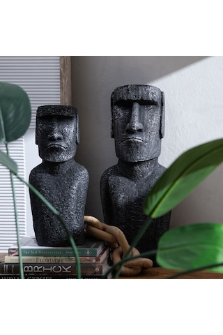 Mudo Home Moaı Statue Gri Biblo 23x18x56cm