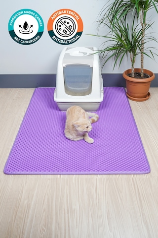 75x55 Cm Mor Kedi Tuvaleti Kumu Paspası Kedi Matı Tuvalet Dahil Değildir Mor
