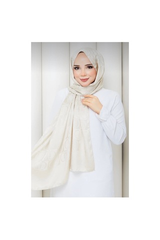 Ardün Hijab Halka Desen Pamuklu Şal Taş Gümüş - 936514243 Gümüş