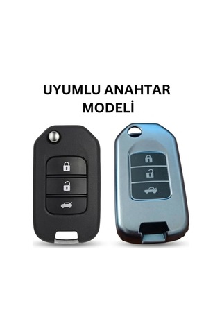 Trobus Honda Civic Fc5 Uyumlu Silikon Anahtar Kılıfı Kumanda Koruyucu Oto Gri