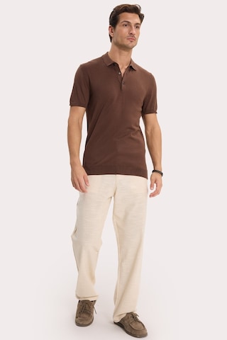 Tudors Erkek Slim Fit Dar Kesim Pamuklu Örme Triko Kahverengi Polo Yaka Tişört-46227