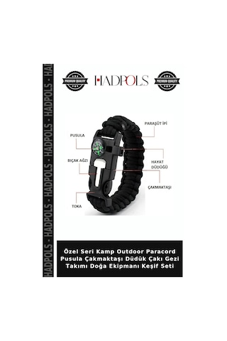 Özel Seri Kamp Outdoor Paracord Pusula Çakmaktaşı Düdük Çakı Gezi Takımı Doğa Ekipmanı Keşif Seti