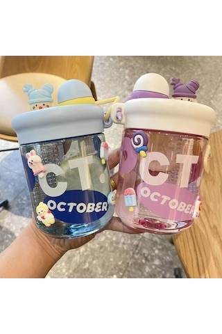 Pazly Maviçay Sızısı İle Büyük Kapasiteli Plastik Çiftçi Pipet Bardağı Mavi Mavi