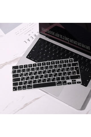 Macbook Air 15.3 İnç M2 M3 M4 M5 A2941 A3114 A3241 A3448 Uyumlu Arapça İngilizce Q Klavye Koruyucu Diğer