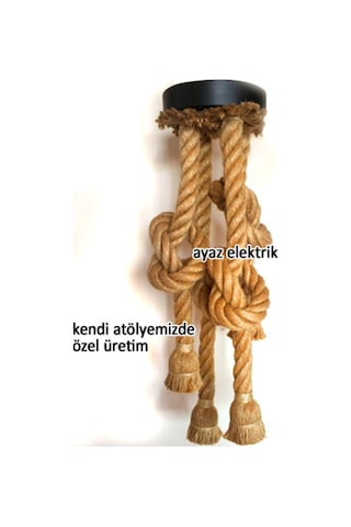 Marketcik Dekoratif 4 Lü Halat Sarkıt Avize,Siyah Duylu Ve Rozans (256282520)