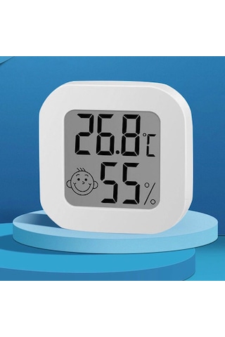 Lemestar Dijital Odalar İçin Sıcaklık Ve Nem Ölçer -10 C/+70 C 10-99%rh, Hassas Sensör, Gülümseyen Yüz, Düğme Pil İle Mini Abs Termohigrometre
