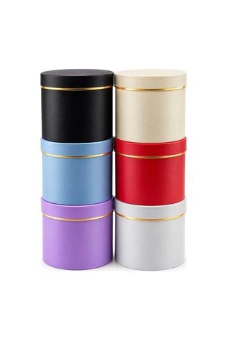 Ers 3pcs Yuvarlak Mat Renkli - Düz Renk Karton Hediye Kutusu 18-16-12cm