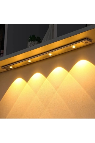 60 Cm Hareket Sensörlü 3 Renk Usb Şarj Dim Edilebilir Aplik Siyah