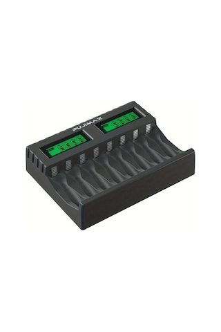 Honeybeeshop Pujımax 8 Yuvalı Lcd Akıllı Şarj Cihazı Aa Aaa Piller İçin Siyah