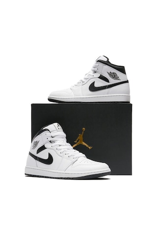 Nike Air Jordan 1 Mid 'whıte Black' Erkek Basketbol Ayakkabı-sportxstore Beyaz