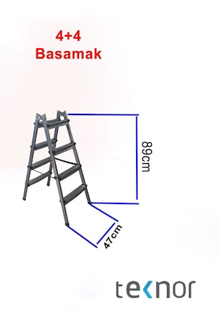 Çift Taraflı Dayanıklı 4+4 Metal Basamaklı Merdiven
