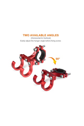 Monyee Alüminyum Çift Kanca Bisiklet Kolu Takımı - 50 Kg Yük Kapasitesi, Delme Yok, Kırmızı Büyük Boy