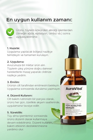 Auravital Tüy Azaltıcı Serum Karınca Yumurtası Yağı ve Aloe Vera 30 ML
